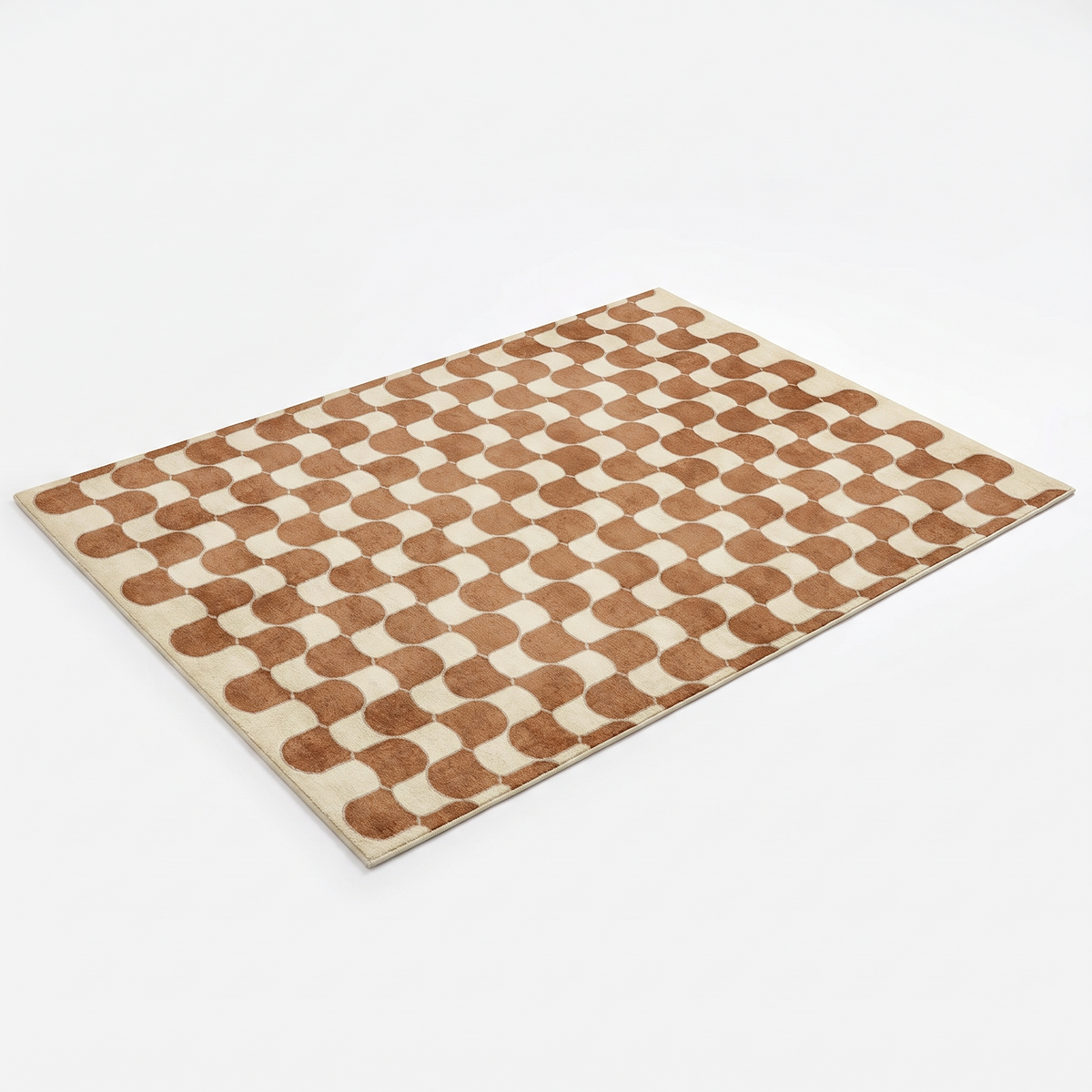 Boras Checkerboard Rug, Tan and Cream on white