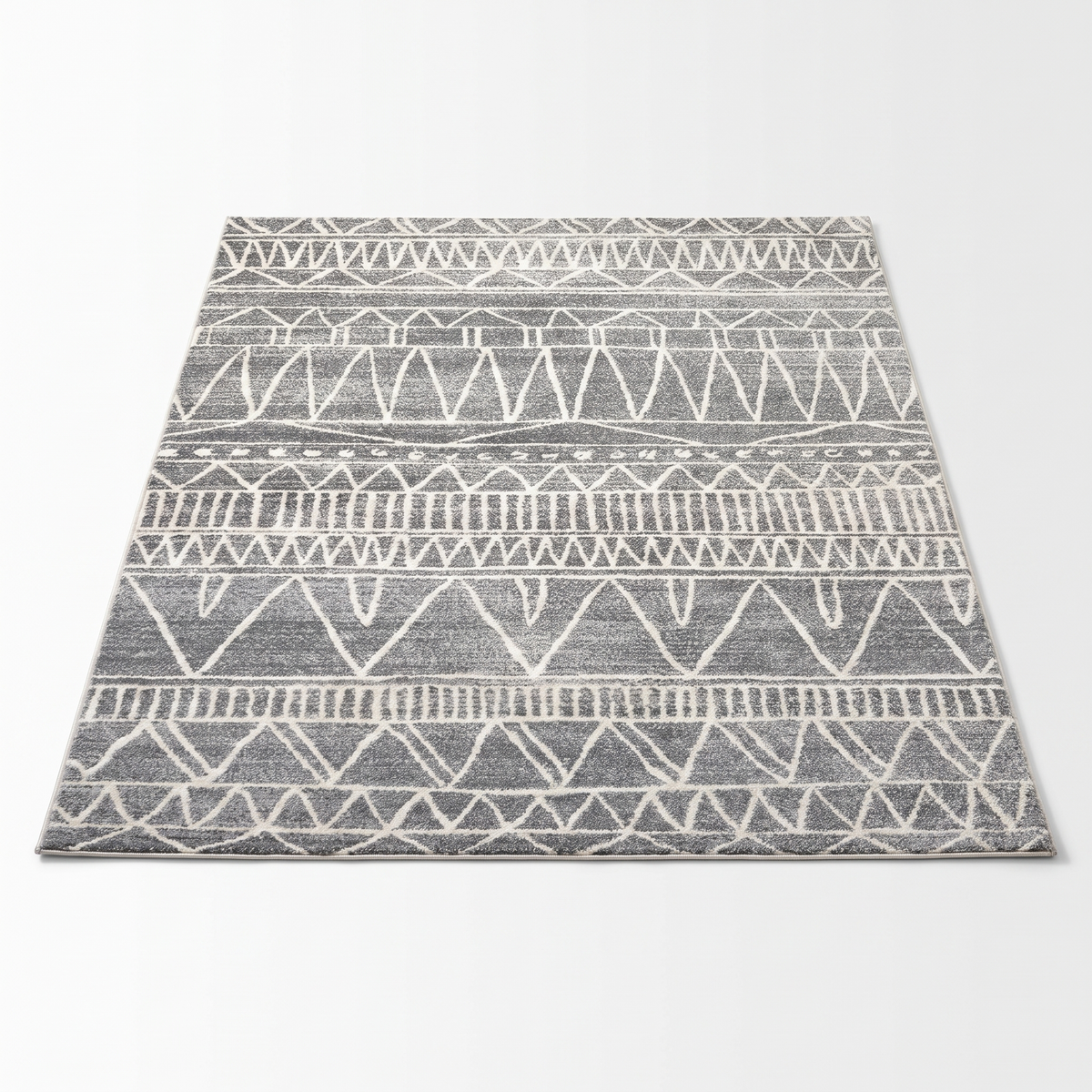 Karlstad Berber Style Rug, Grey Chevron on white