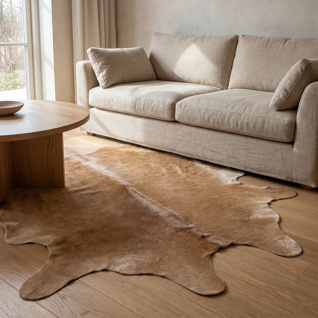 Lysekil Faux Cowhide Rug in a room