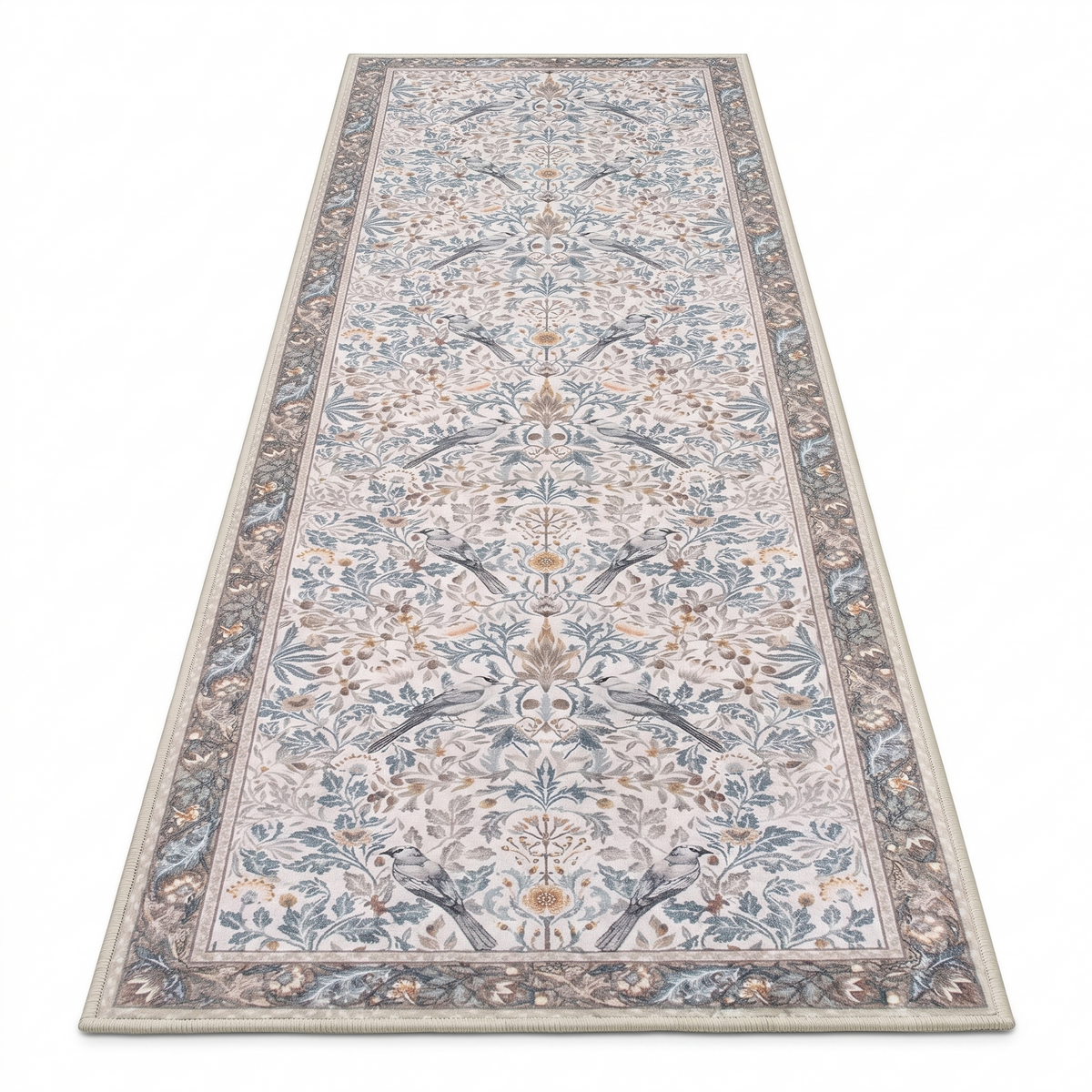 Regensburg Hallway Runner, Grey on white