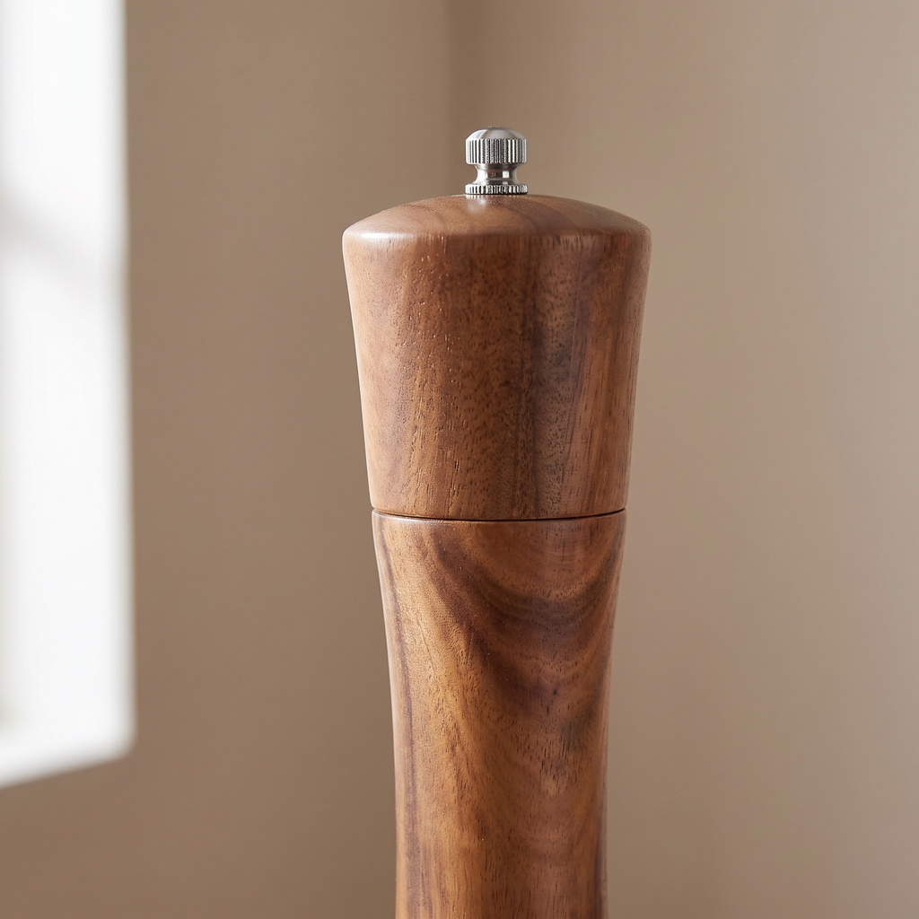 Gavle Acacia Pepper Mill close up detail
