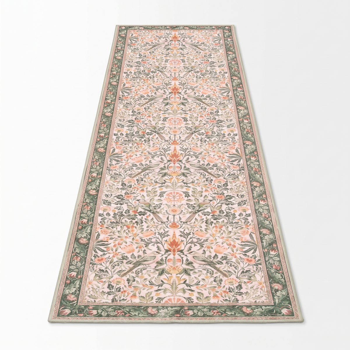 Regensburg Hallway Runner, Blush on white