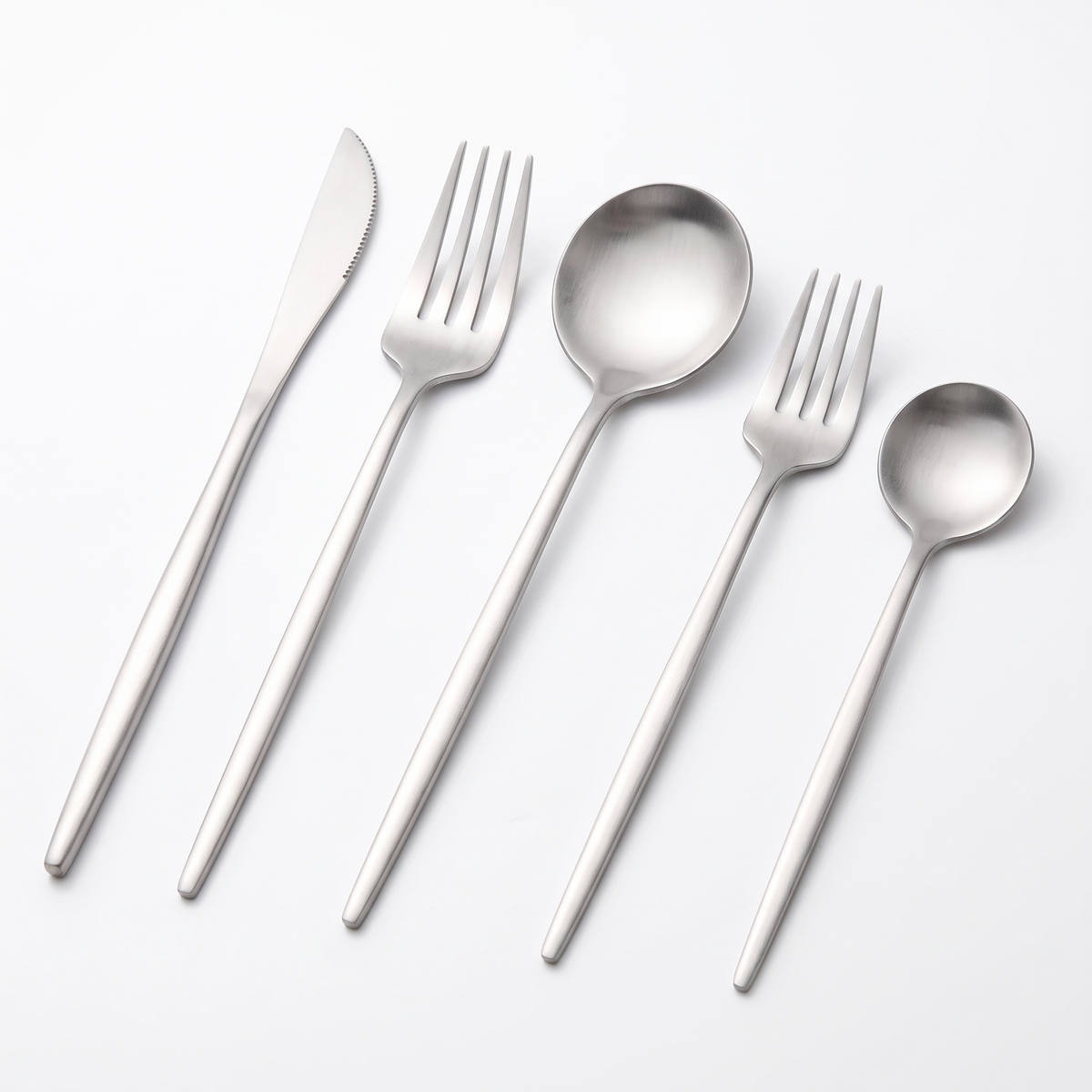 Tubingen 30 Piece Cutlery Set, Matte Silver on white