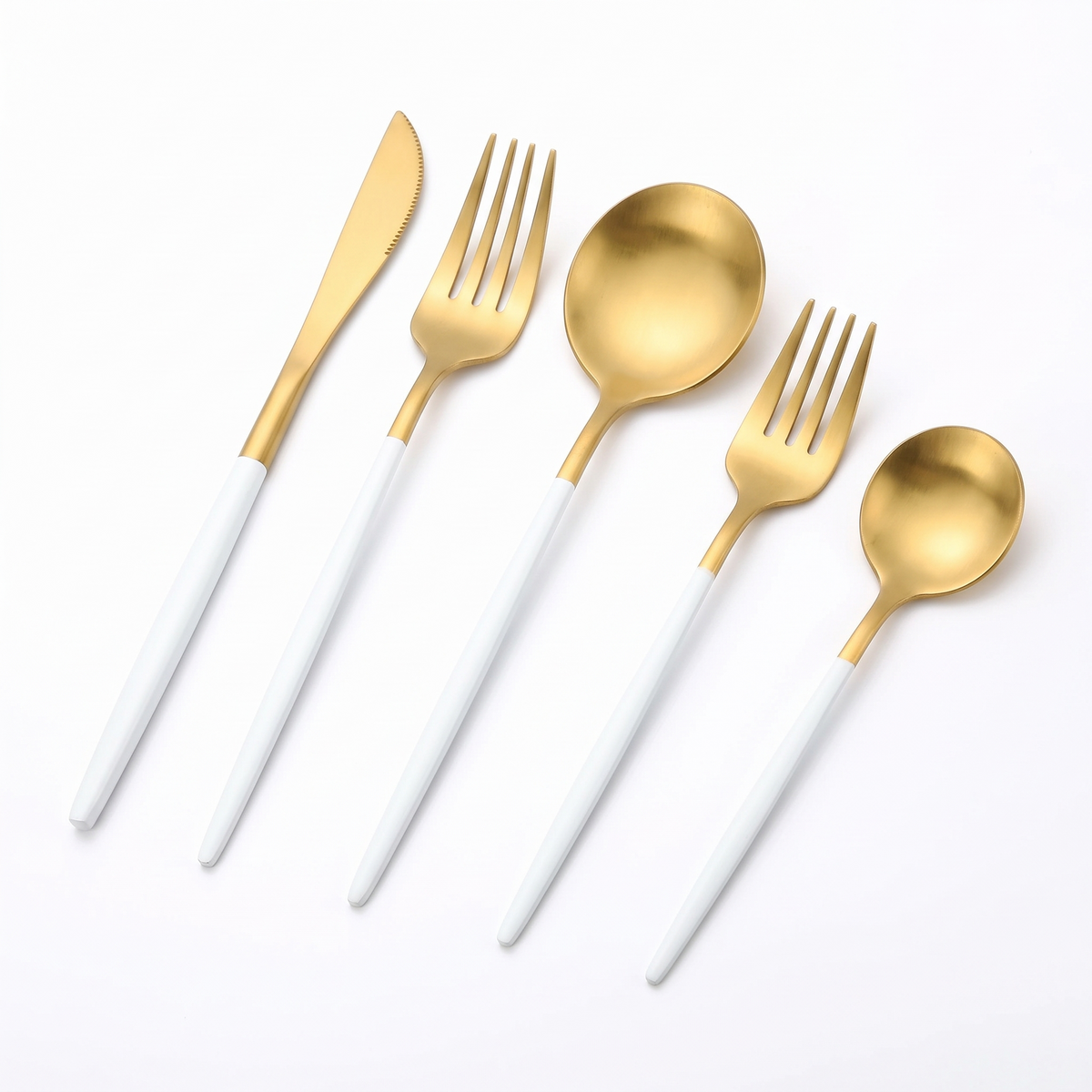 Tubingen 30 Piece Cutlery Set, White and Gold on white