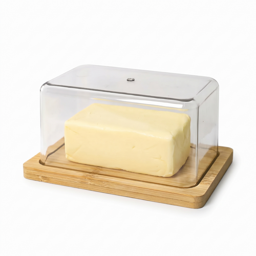 Halmstad Bamboo Butter Dish on white
