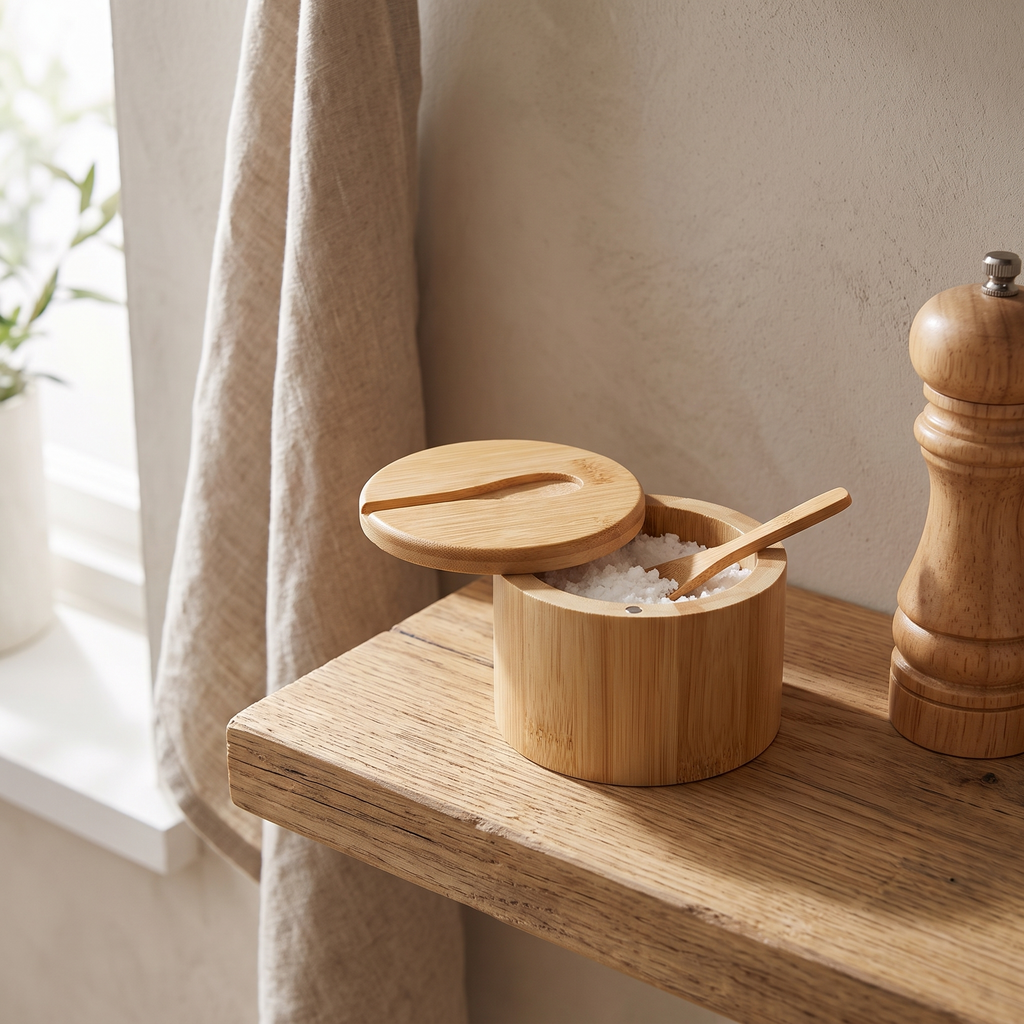 Leksand Bamboo Salt Cellar in a room