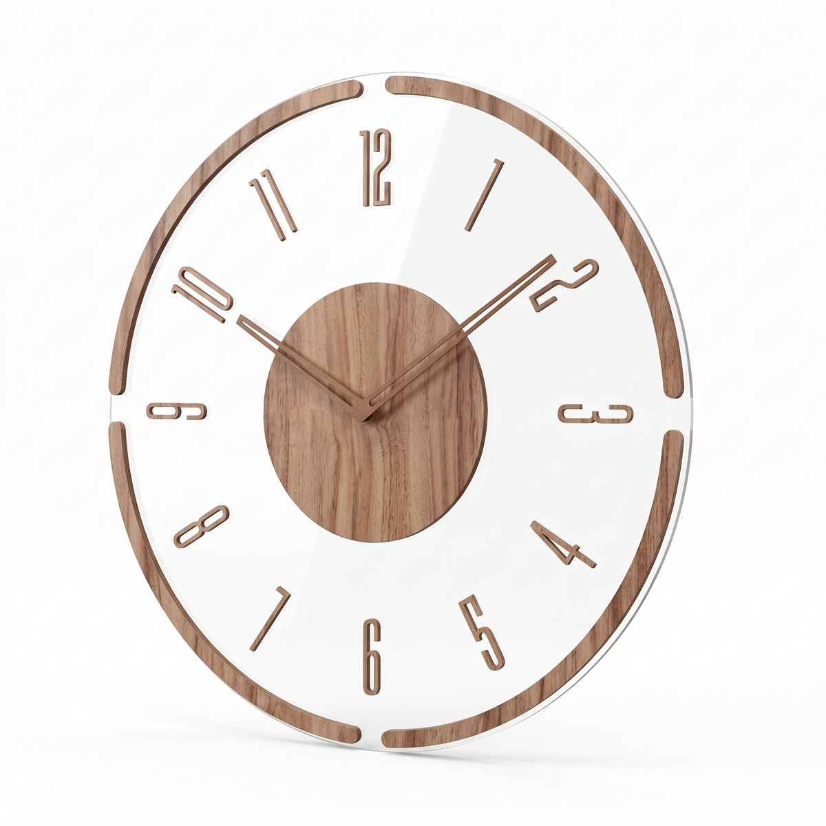Tonsberg Clear Acrylic Wall Clock, Twelve Numerals on white