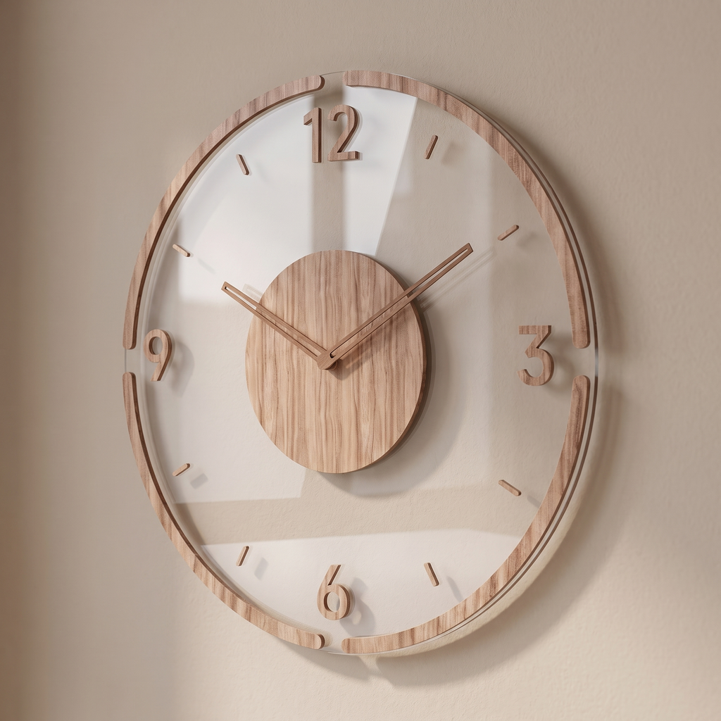 Tonsberg Clear Acrylic Wall Clock close up detail