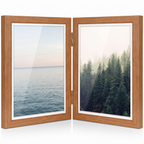 Sandefjord Hinged Photo Frame, Wood Tone on white