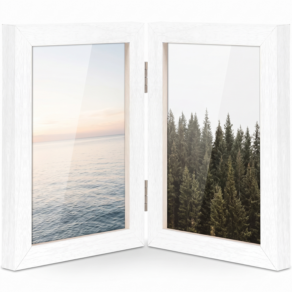 Sandefjord Hinged Photo Frame, White on white