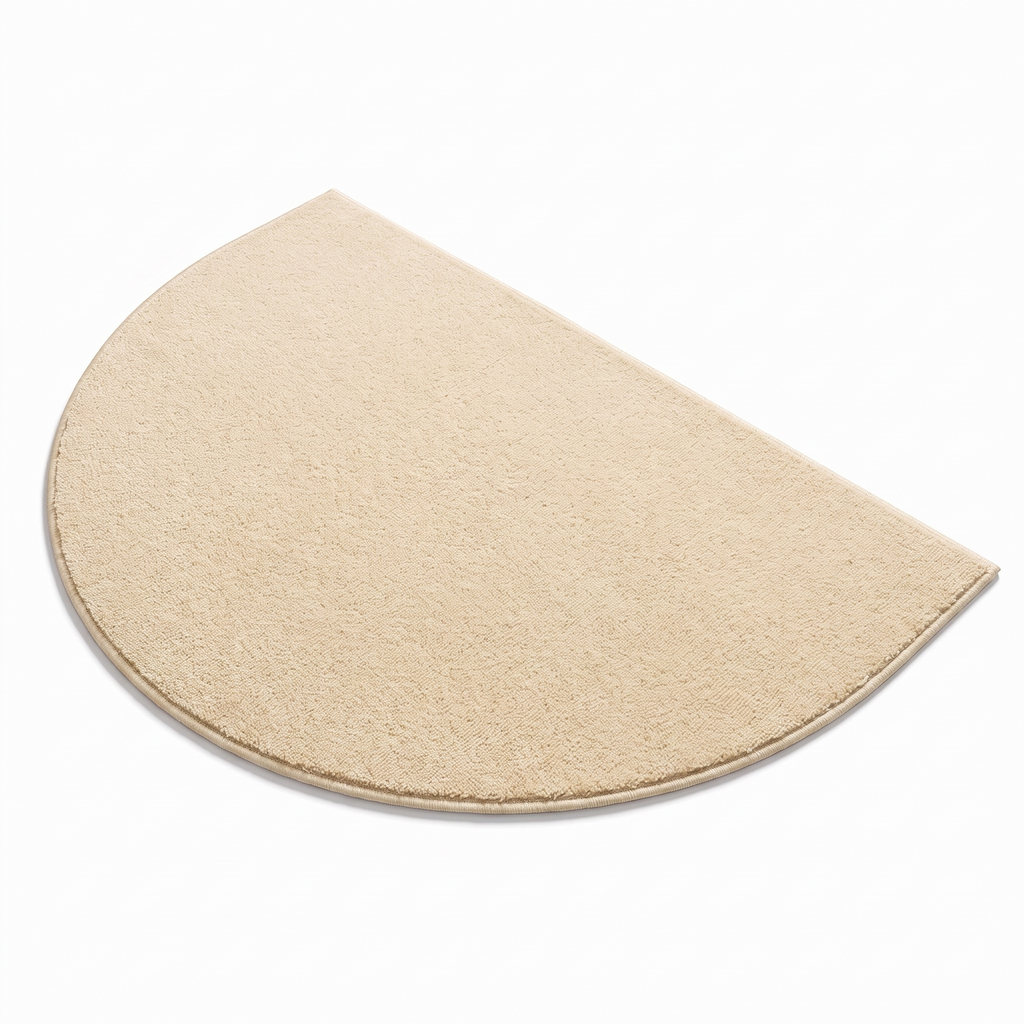 Mandal Half Moon Door Mat, Cream on white
