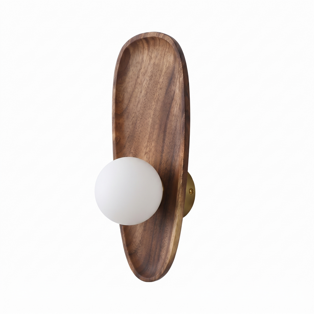 Marstal wood wall light, tall oval