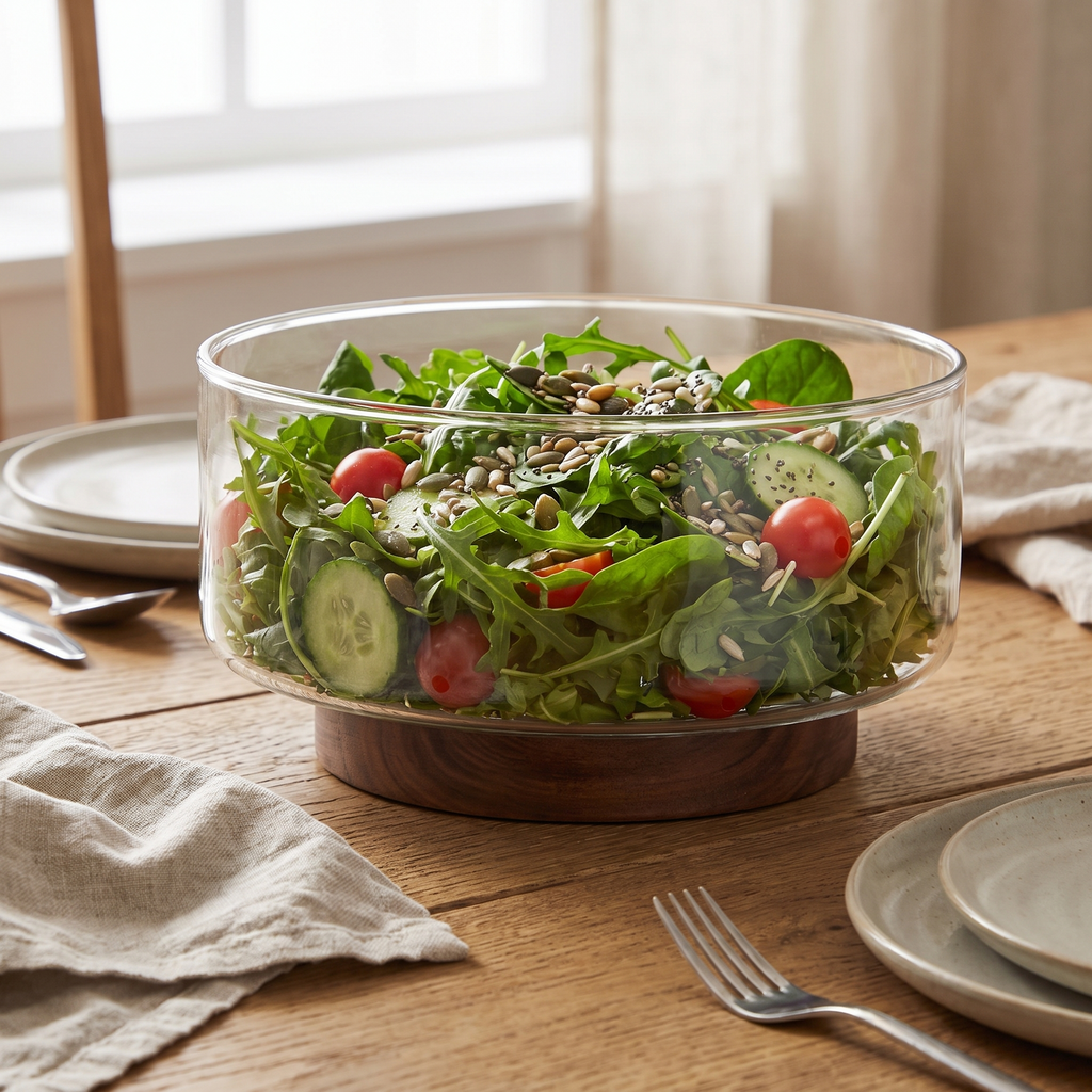 Torekov bowl with salad on a dining table