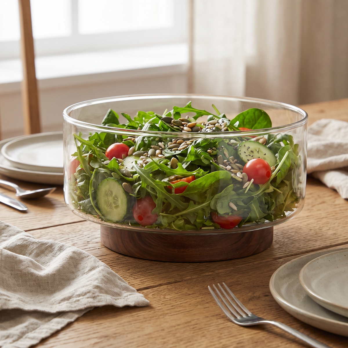 Torekov bowl with salad on a dining table