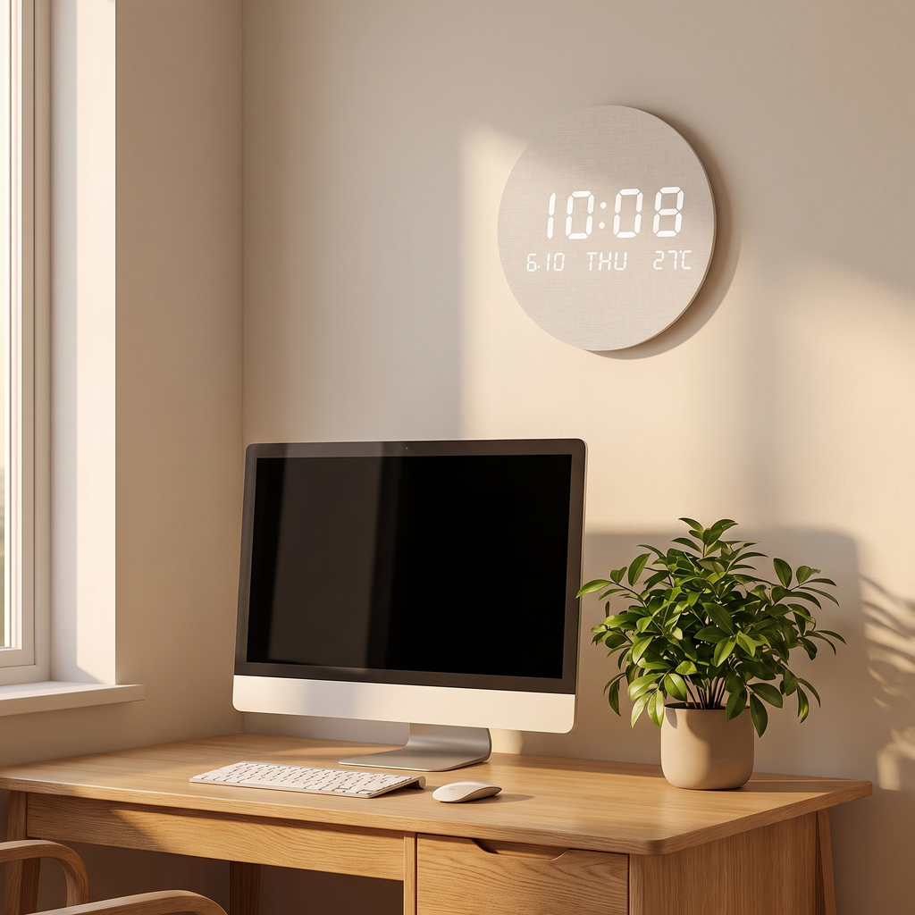 Nykoping cream clock above a desk