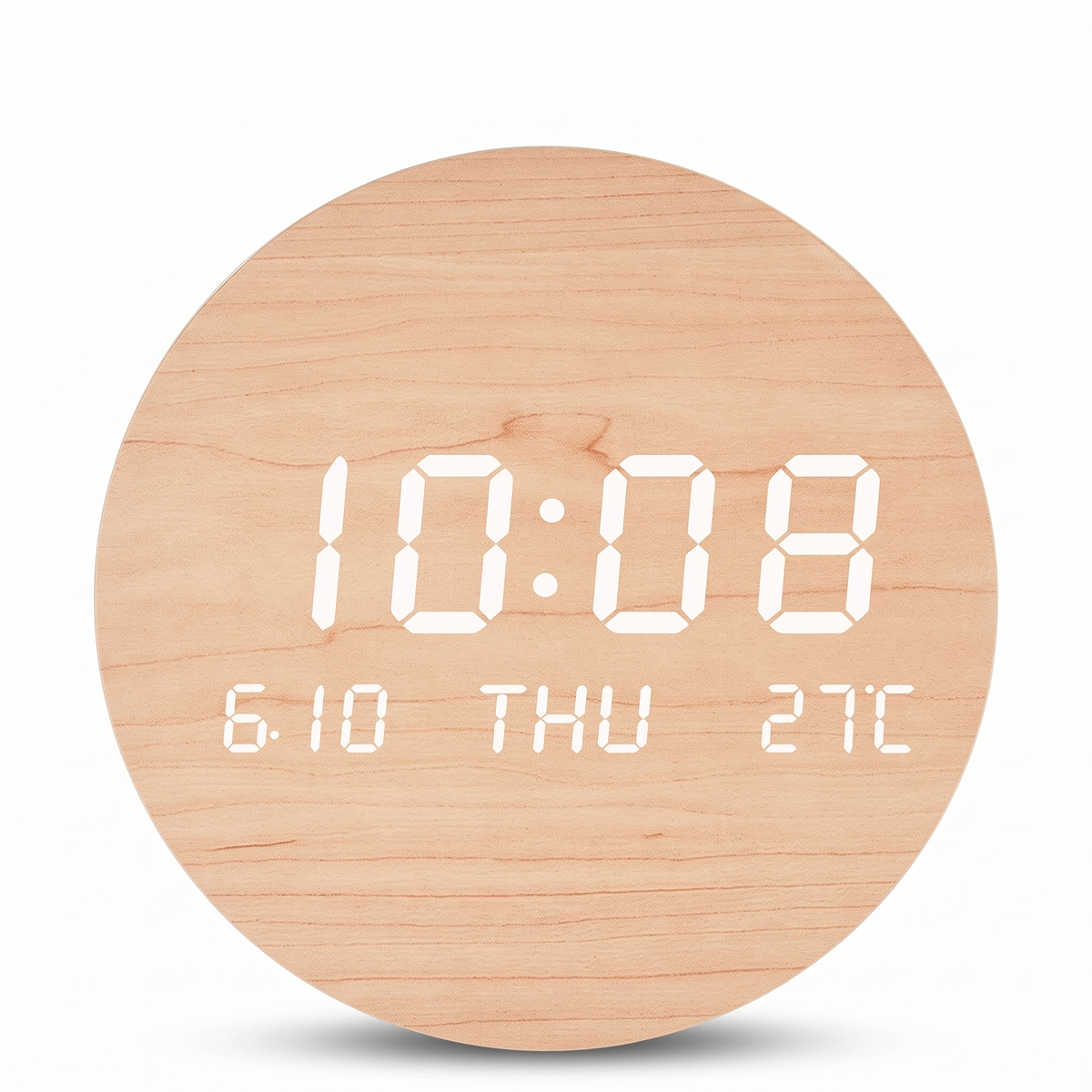 Nykoping LED wall clock, light wood effect