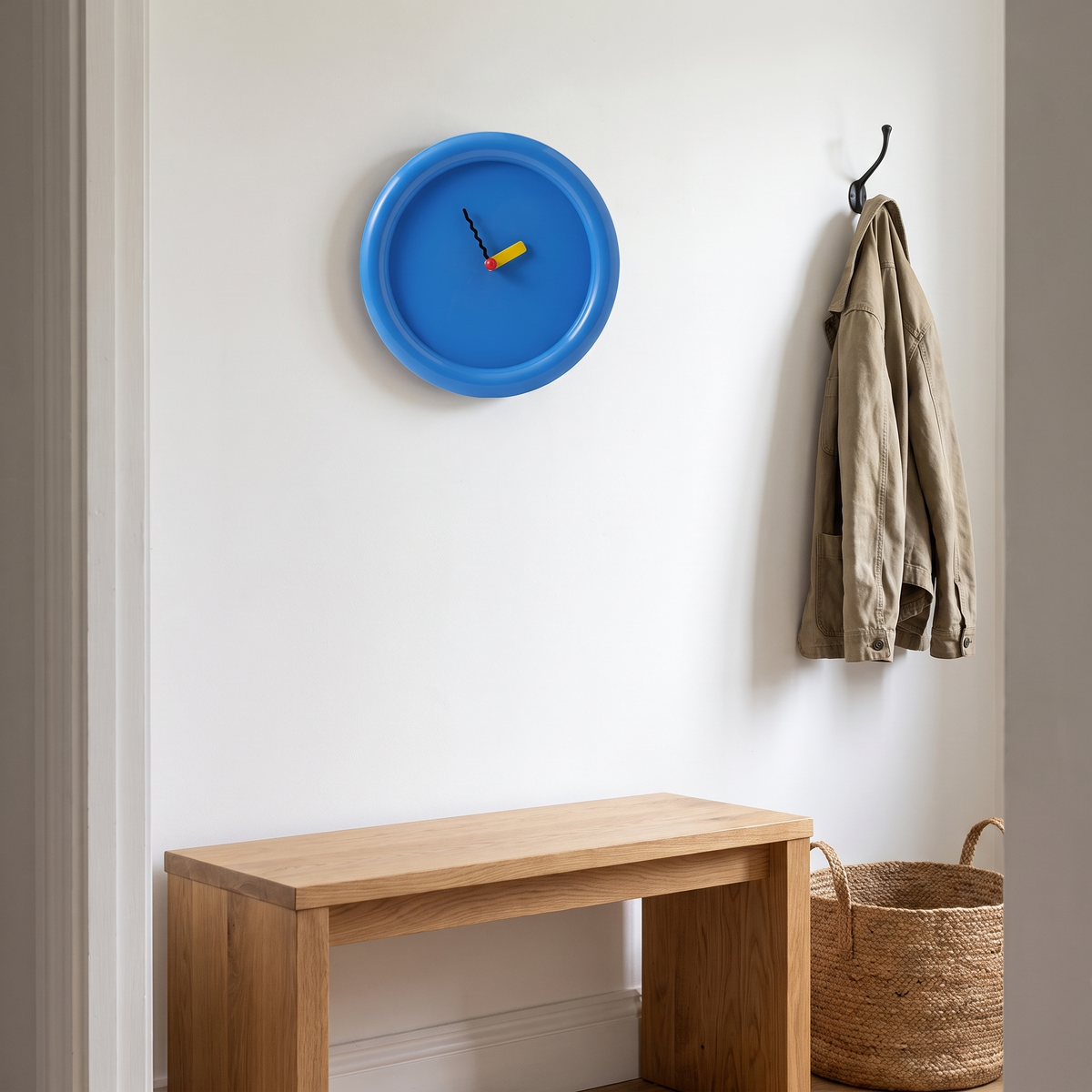 Gera blue clock in a hallway