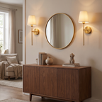 Falkenberg gold pair either side of a mirror