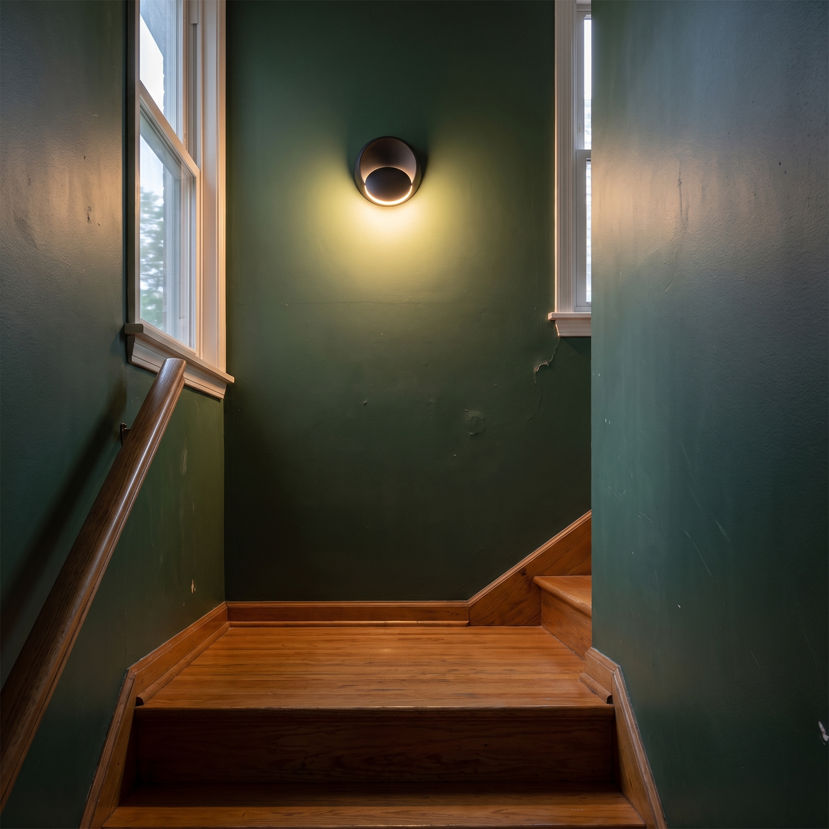 Ilmenau wall light on a green stair wall