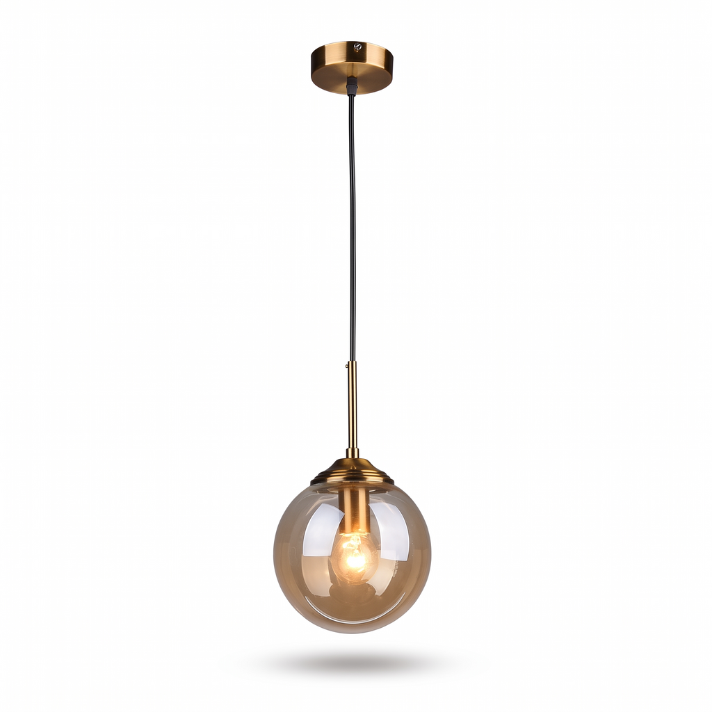 Kristiansand glass globe pendant, amber