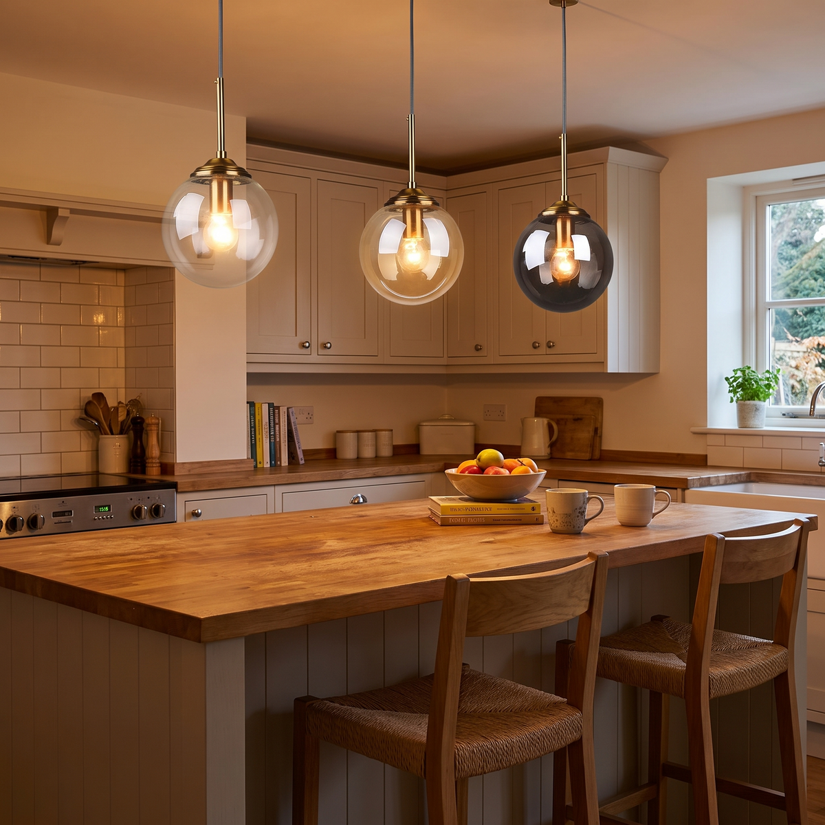 Kristiansand pendants over a kitchen island