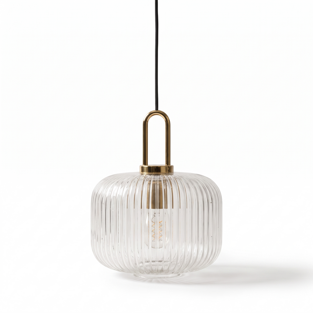 Trelleborg ribbed glass lantern pendant