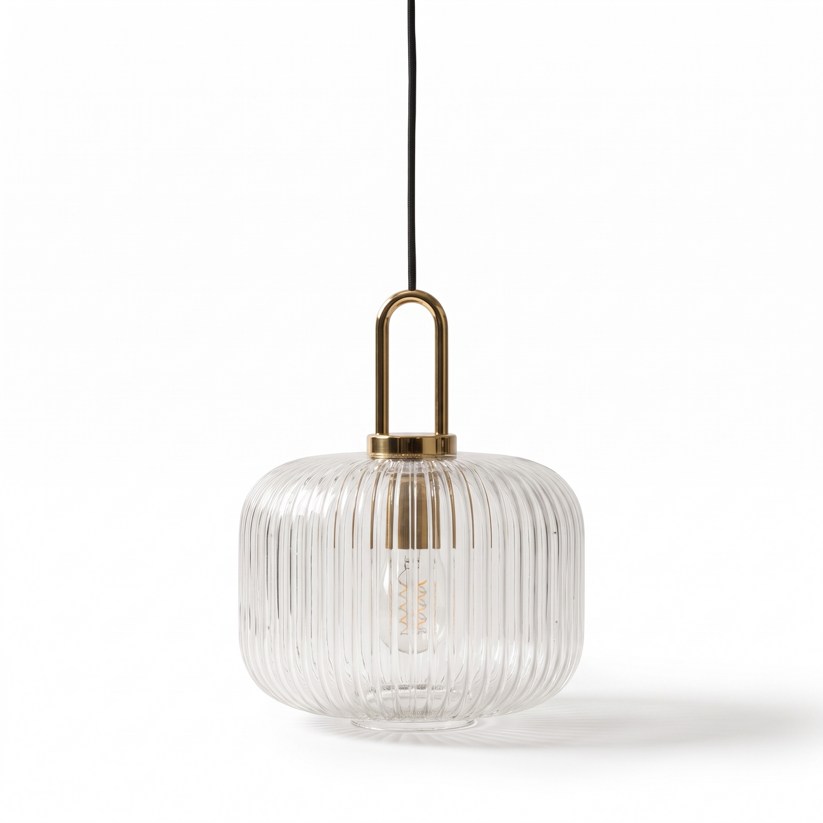 Trelleborg ribbed glass lantern pendant