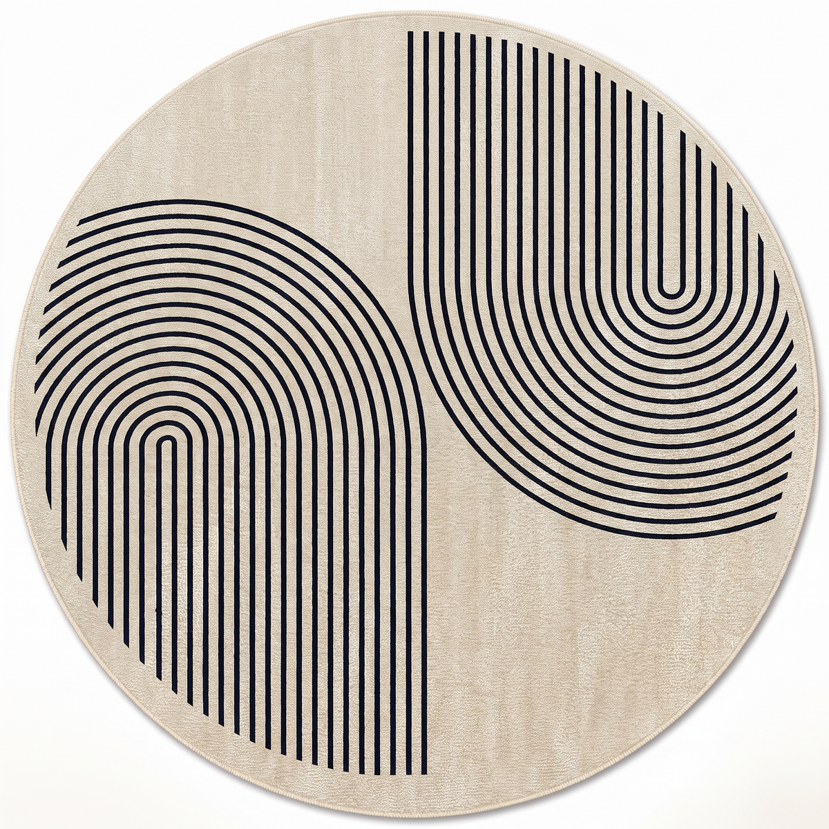 Fano round line rug, black lines