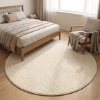 Fano gold lines rug in a bedroom