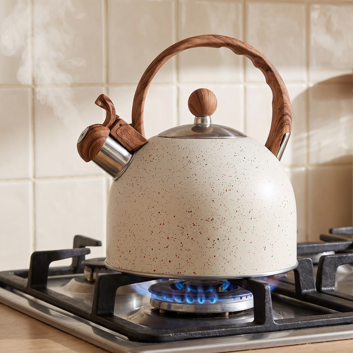Mariestad kettle on the hob, close up