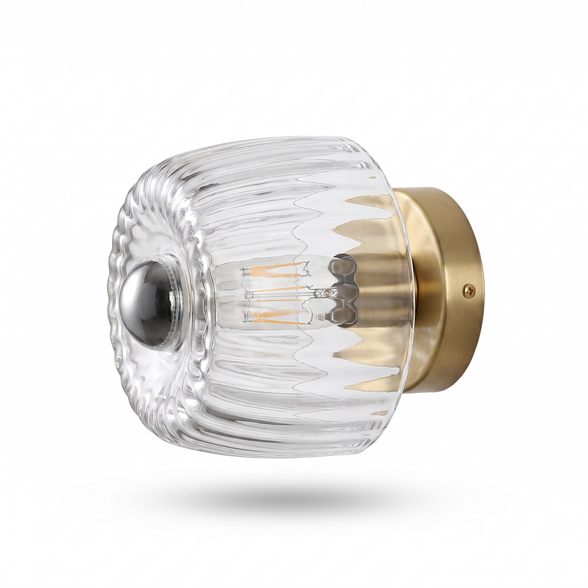 Lidkoping ribbed glass wall light, clear