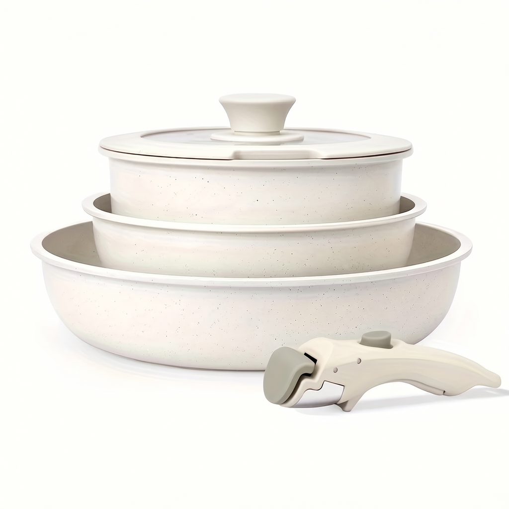 Arvika cream nonstick pan set