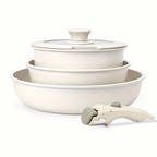 Arvika cream nonstick pan set