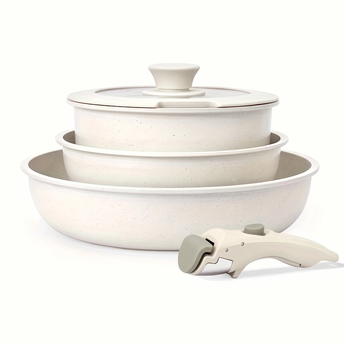 Arvika cream nonstick pan set
