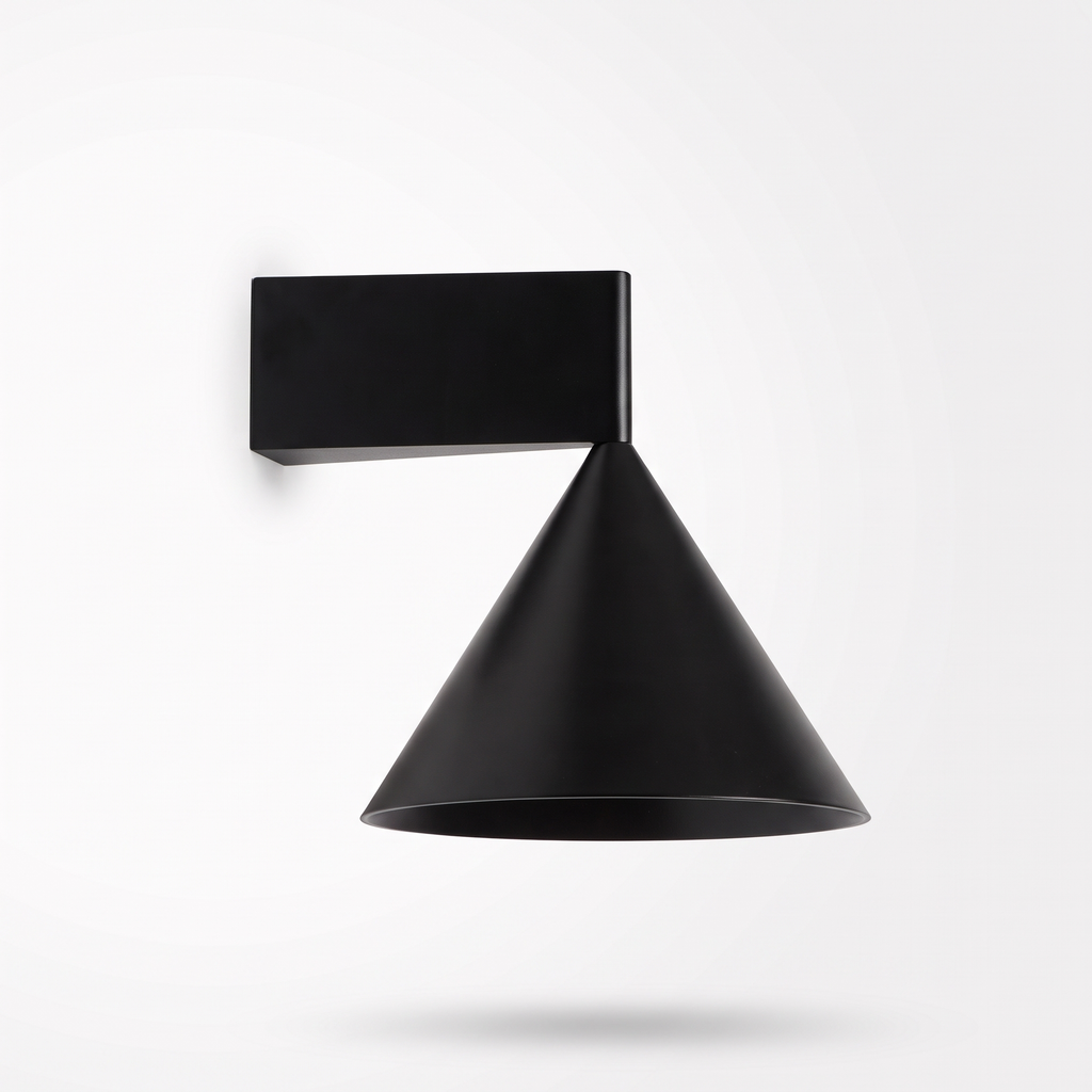 Ansbach aluminium cone wall light, black