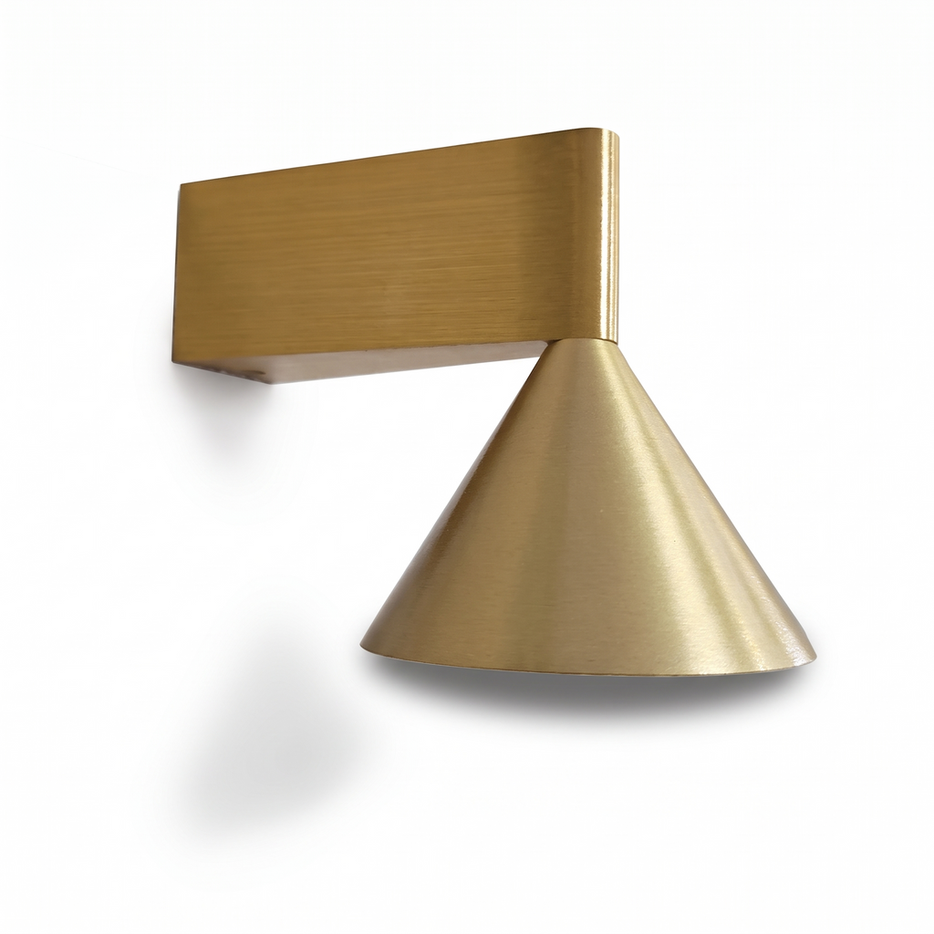 Ansbach aluminium cone wall light, gold
