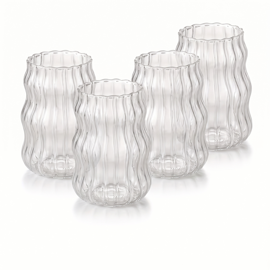 Ahus ribbed glass tumblers, set of four