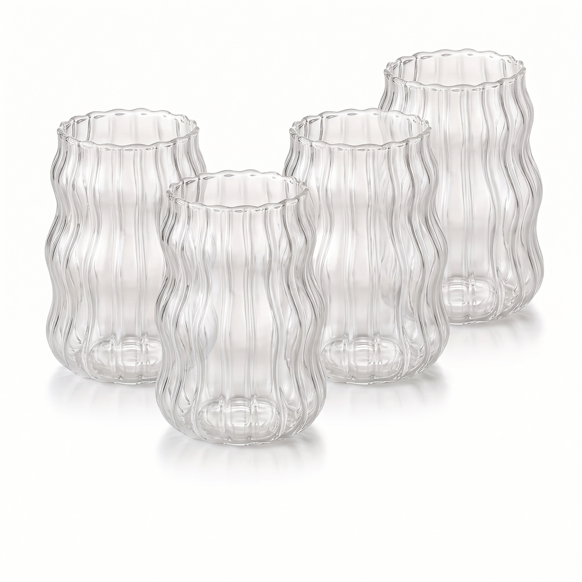 Ahus ribbed glass tumblers, set of four