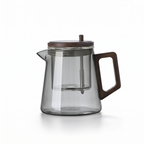 Eutin glass teapot with wooden handle, smoke grey
