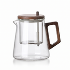 Eutin glass teapot with wooden handle, clear