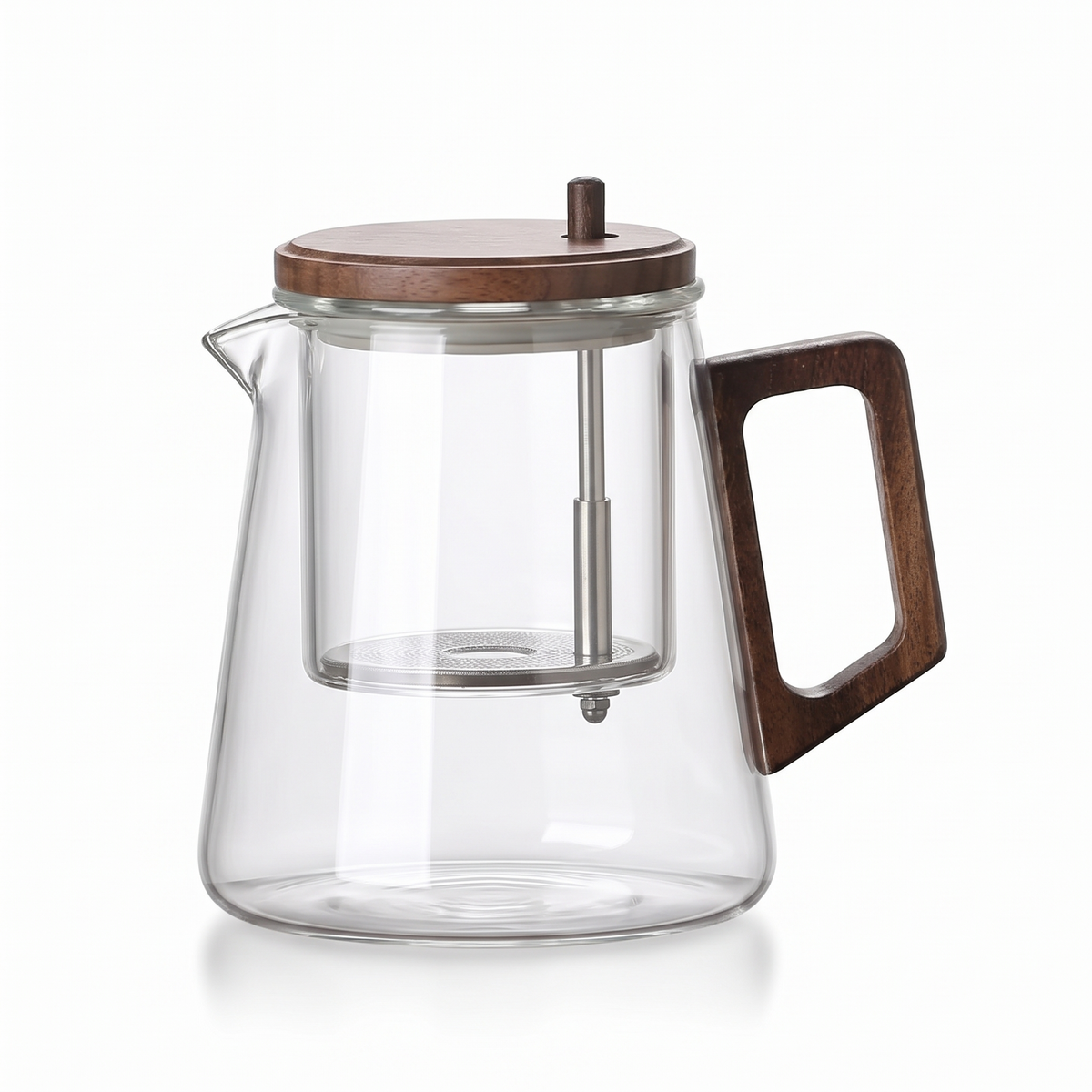 Eutin glass teapot with wooden handle, clear