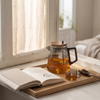 Eutin smoke grey teapot on a windowsill