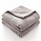 Ostersund cotton waffle throw, light grey