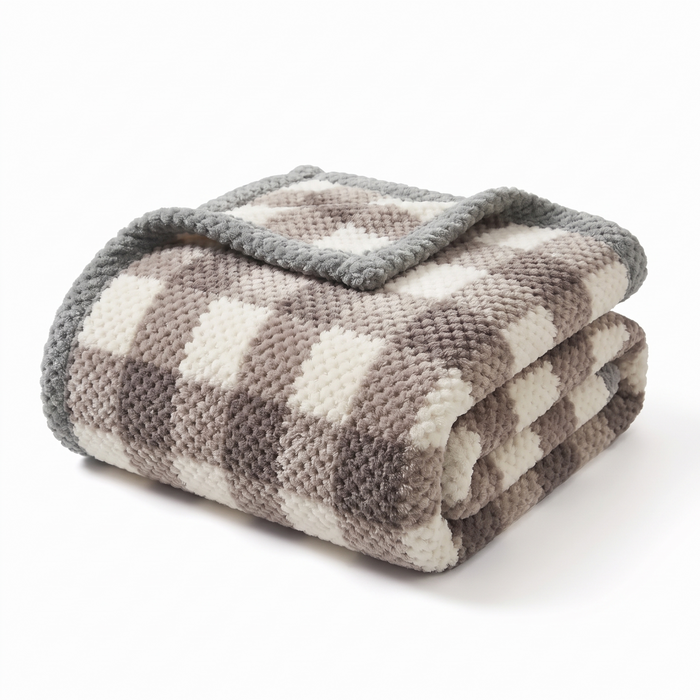 Lulea chenille check throw, coffee
