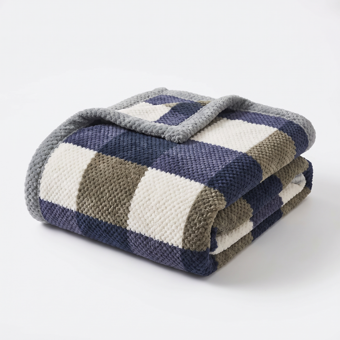 Lulea chenille check throw, blue