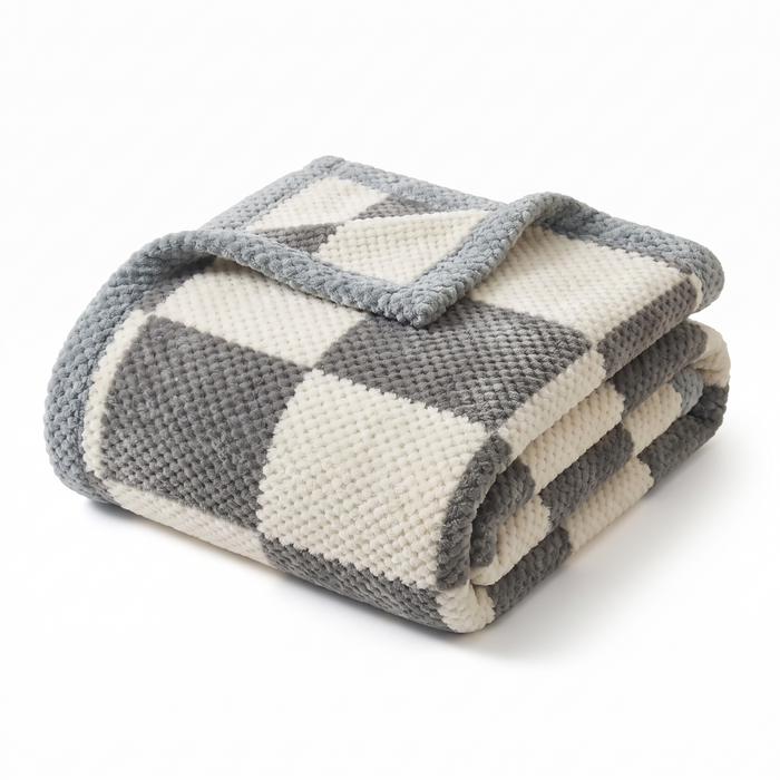 Lulea chenille check throw, grey