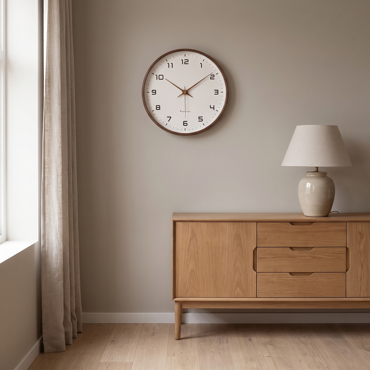 Gutersloh dark wood clock above a sideboard