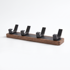 Lemgo wood rail with four black hooks