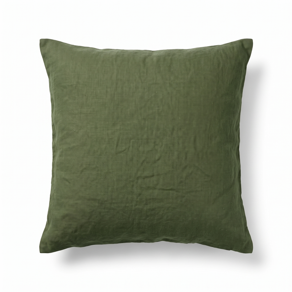 Ljungby linen cushion cover, moss green