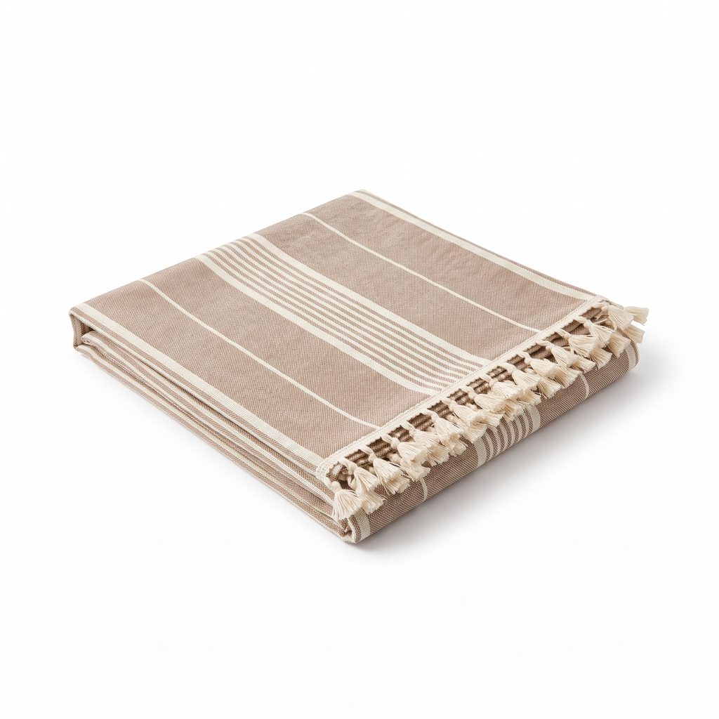 Marstrand striped tablecloth, light brown
